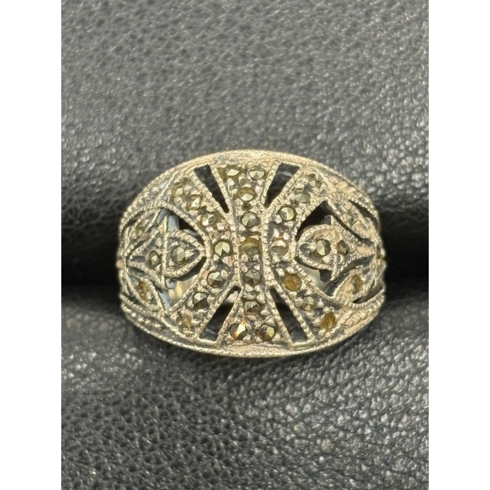 Vintage Sterling Silver Judith Jack Marcasite Ring Size 5.5 D27